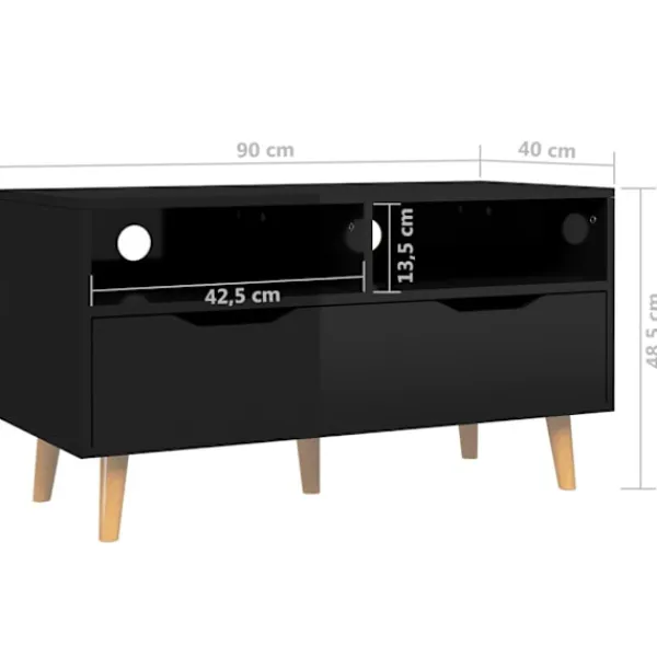 vidaXL Tv-Bänkar>Tv-bänk högglans 90x40x48,5 cm konstruerat trä