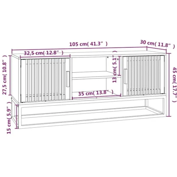 vidaXL Tv-Bänkar>Tv-bänk 105x30x45 cm konstruerat trä