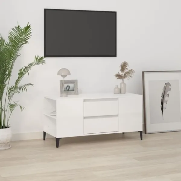 vidaXL Tv-Bänkar>Tv-bänk högglans 102x44,5x50 cm konstruerat trä
