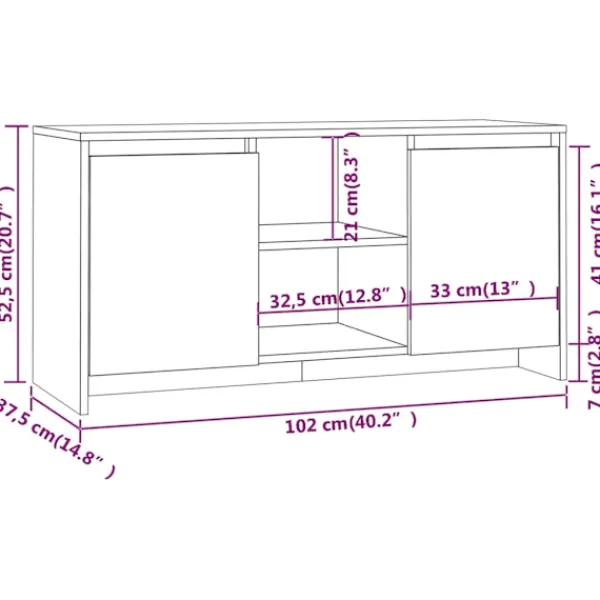 vidaXL Tv-Bänkar>Tv-bänk 102x37,5x52,5 cm konstruerat trä