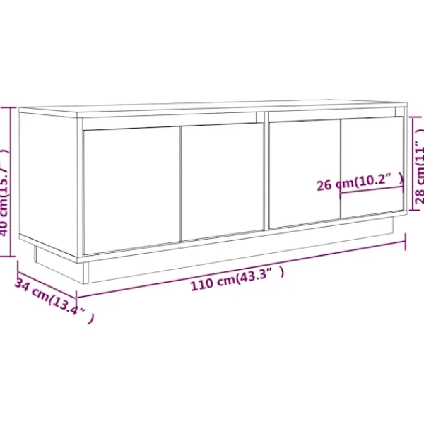 vidaXL Tv-Bänkar>Tv-bänk 110x34x40 cm massiv furu
