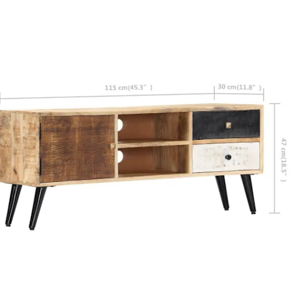 vidaXL Tv-Bänkar>TV-bänk 115x30x47 cm massivt mangoträ