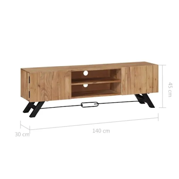vidaXL Tv-Bänkar>TV-bänk 140x30x45 cm massivt akaciaträ