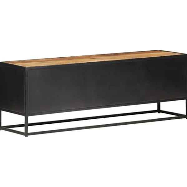 vidaXL Tv-Bänkar>TV-bänk 120x30x40 cm massivt grovt mangoträ och naturlig rotting
