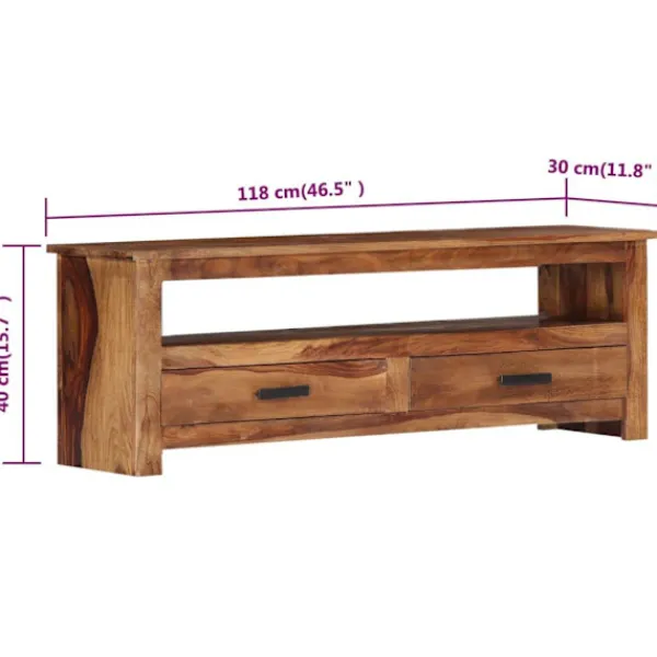 vidaXL Tv-Bänkar>TV-bänk 118x30x40 cm massivt sheshamträ