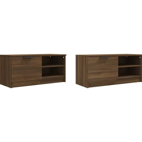 vidaXL Tv-Bänkar>Tv-bänkar 2 st ek 80x35x36,5 cm konstruerat trä