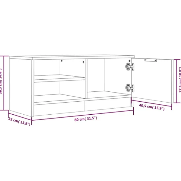 vidaXL Tv-Bänkar>Tv-bänkar 2 st ek 80x35x36,5 cm konstruerat trä