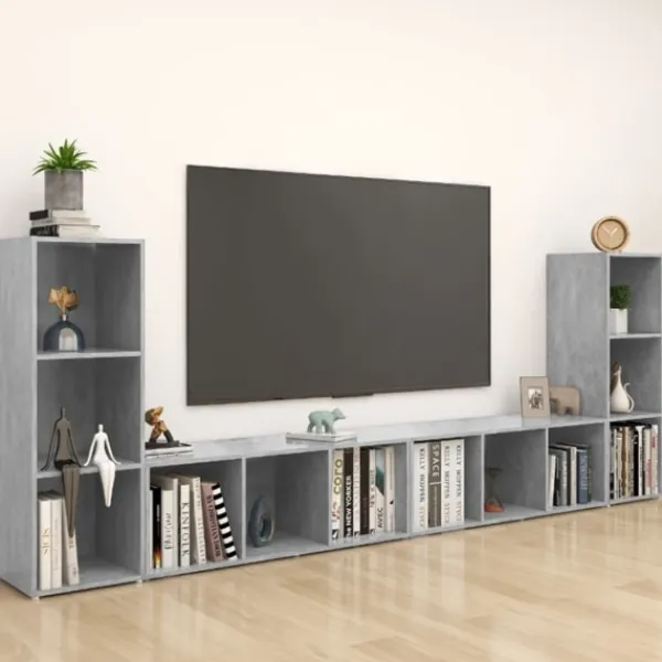 vidaXL Tv-Bänkar>TV-skåp 4 delar betong 107x35x37 cm konstruerat trä
