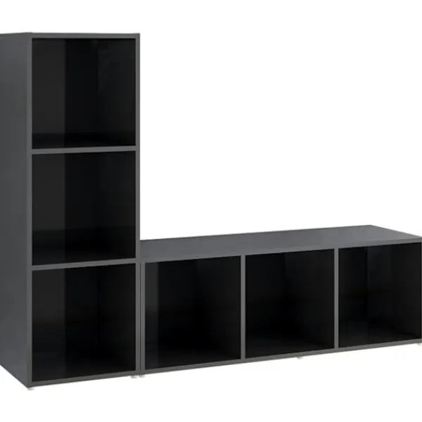 vidaXL Tv-Bänkar>TV-skåp 2 delar högglans 107x35x37 cm konstruerat trä
