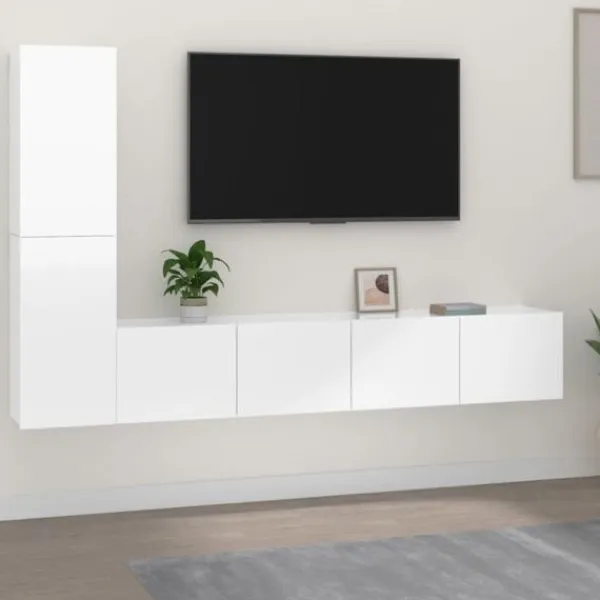 vidaXL Tv-Bänkar>Tv-skåp 4 delar högglans konstruerat trä