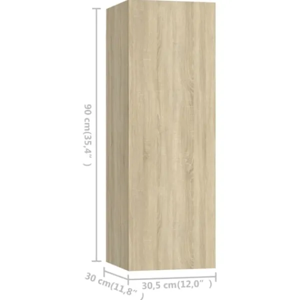 vidaXL Tv-Bänkar>TV-skåp 4 delar sonoma-ek 30,5x30x90 cm konstruerat trä