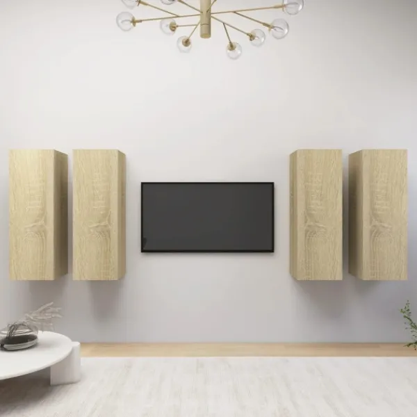 vidaXL Tv-Bänkar>TV-skåp 4 delar sonoma-ek 30,5x30x90 cm konstruerat trä