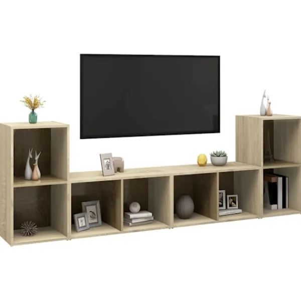 vidaXL Tv-Bänkar>TV-skåp 4 st sonoma-ek 72x35x36,5 cm konstruerat trä