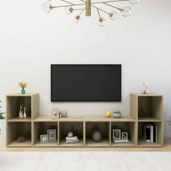 vidaXL Tv-Bänkar>TV-skåp 4 st sonoma-ek 72x35x36,5 cm konstruerat trä
