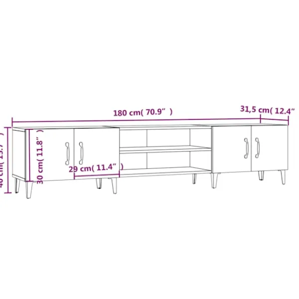 vidaXL Tv-Bänkar>TV-skåp 180x31,5x40 cm konstruerat trä