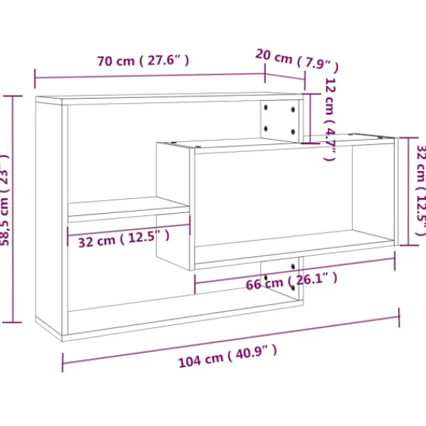 vidaXL Hyllor>Vägghylla ek 104x20x58,5 cm konstruerat trä