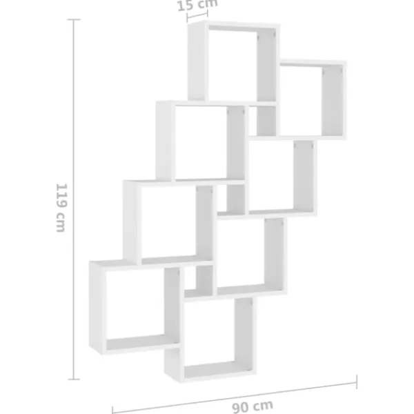 vidaXL Hyllor>Vägghylla kubformad 90x15x119 cm konstruerat trä