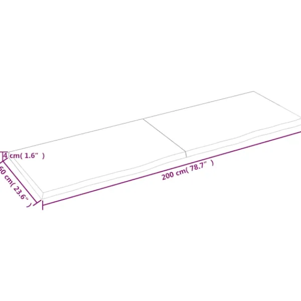 vidaXL Hyllor>Vägghylla 200x60x(2-4) cm behandlad massiv ek Brun