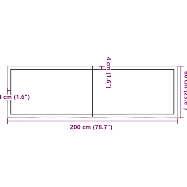 vidaXL Hyllor>Vägghylla 200x60x(2-4) cm behandlad massiv ek Brun