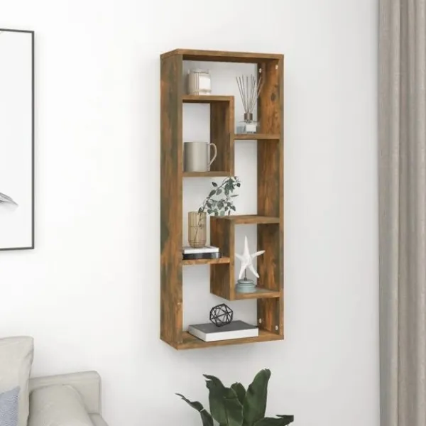 vidaXL Hyllor>Vägghylla rökfärgad ek 36x16x90 cm konstruerat trä Brun