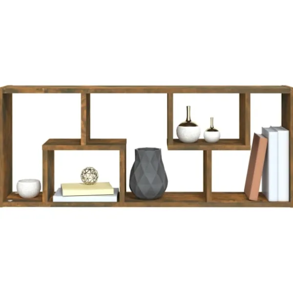 vidaXL Hyllor>Vägghylla rökfärgad ek 36x16x90 cm konstruerat trä Brun