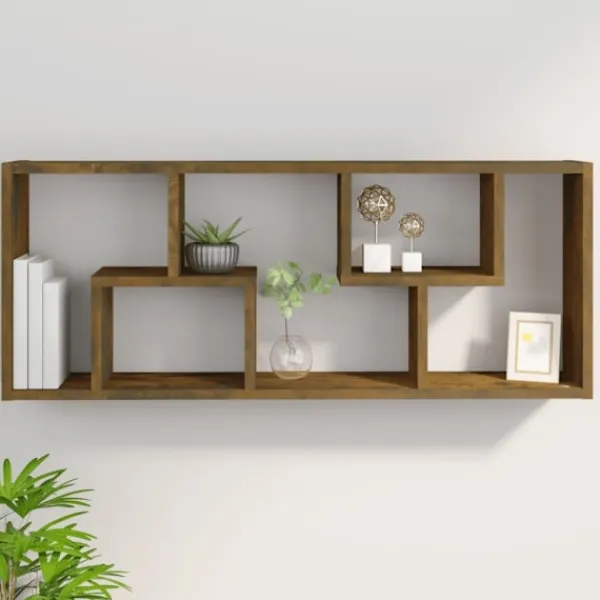 vidaXL Hyllor>Vägghylla rökfärgad ek 36x16x90 cm konstruerat trä Brun