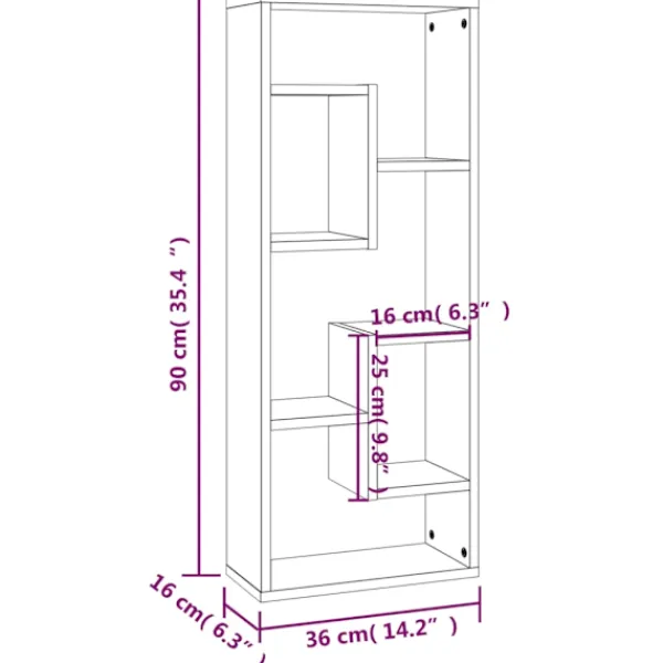 vidaXL Hyllor>Vägghylla rökfärgad ek 36x16x90 cm konstruerat trä Brun
