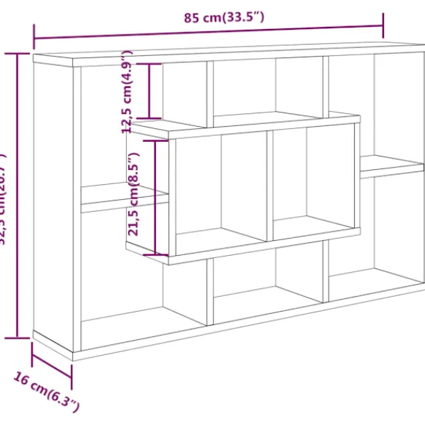 vidaXL Hyllor>Vägghylla 85x16x52,5 cm konstruerat trä