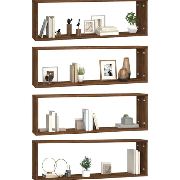 vidaXL Hyllor>Vägghyllor 4 st ek 80x15x26,5 cm konstruerat trä