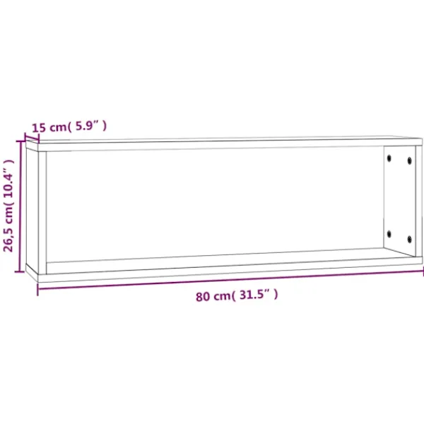 vidaXL Hyllor>Vägghyllor 4 st ek 80x15x26,5 cm konstruerat trä