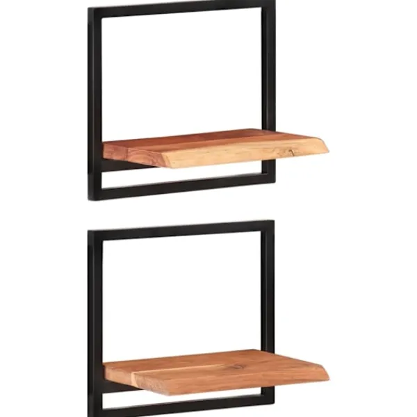 vidaXL Hyllor>Vägghyllor 2 st 40x24x35 cm massivt akaciaträ och stål