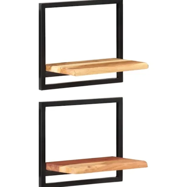 vidaXL Hyllor>Vägghyllor 2 st 40x24x35 cm massivt akaciaträ och stål