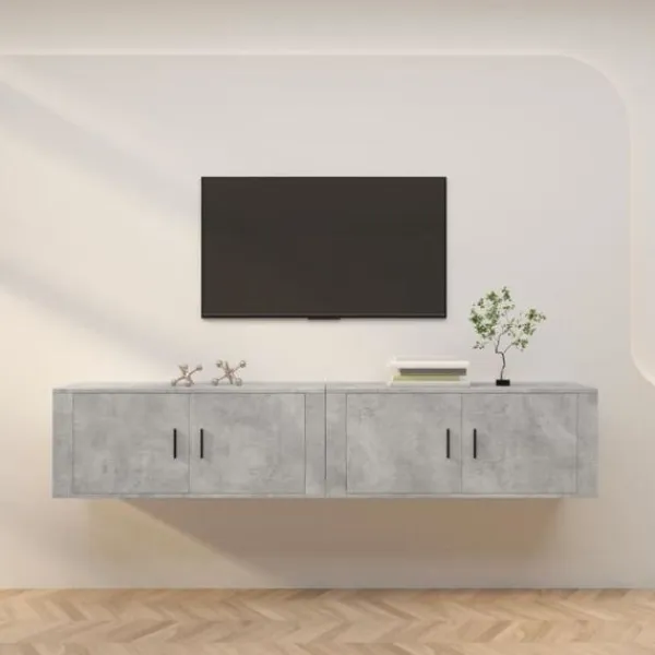 vidaXL Tv-Bänkar>Väggmonterade tv-skåp 2 st betong 100x34,5x40 cm