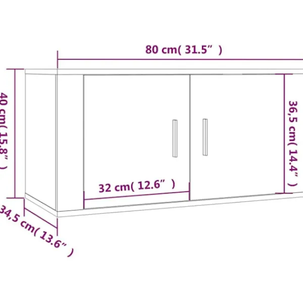 vidaXL Tv-Bänkar>Väggmonterade tv-skåp 2 st betong 80x34,5x40 cm