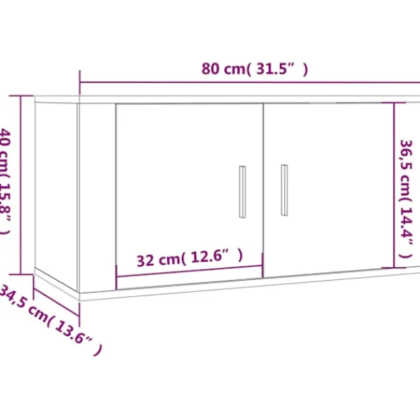 vidaXL Tv-Bänkar>Väggmonterade tv-skåp 3 st 80x34,5x40 cm