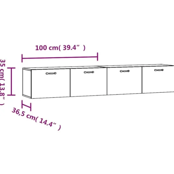vidaXL Hyllor>Väggskåp 2 st högglans 100x36,5x35 cm konstruerat trä