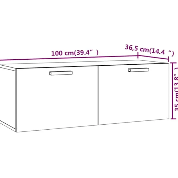 vidaXL Skåp>Väggskåp högglans 100x36,5x35 cm konstruerat trä