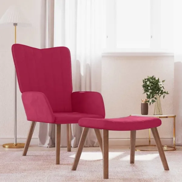 vidaXL Fåtöljer>Vilstol med fotpall vin sammet
