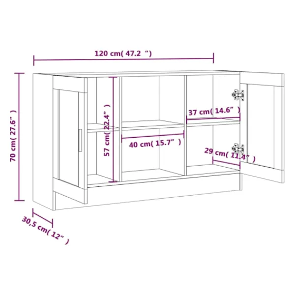 vidaXL Skåp>Vitrinskåp sonoma 120x30,5x70 cm konstruerat trä
