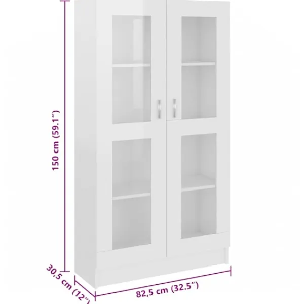 vidaXL Skåp>rinskåp högglans 82,5x30,5x150 cm konstruerat trä