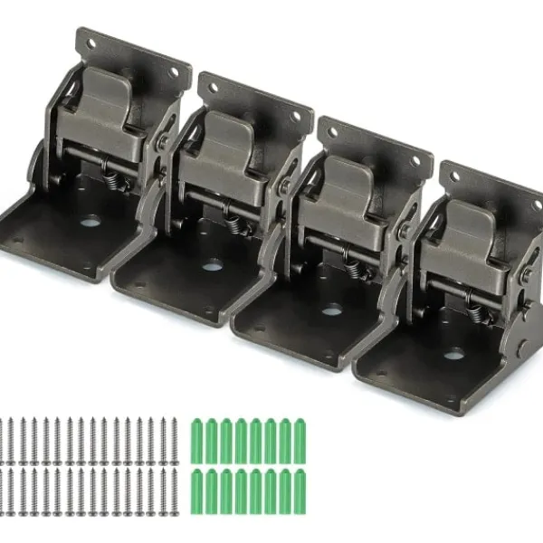 no brand Matbord>Vikbara fästen Kraftiga, 90 graders självlåsande gångjärn för bordsben, vägghylla, 150 kg per, 4-pack (Gunblack)