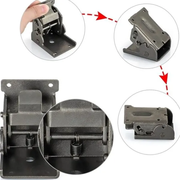 no brand Matbord>Vikbara fästen Kraftiga, 90 graders självlåsande gångjärn för bordsben, vägghylla, 150 kg per, 4-pack (Gunblack)