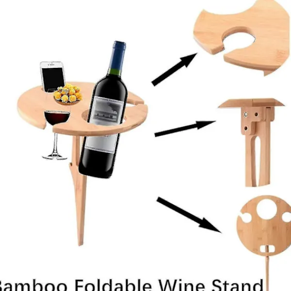 Matgrupper>Vikbart Vinbord, Trä Picknickbord Utomhus, Portabelt Bockbord Litet Bord 2 I 1 Vinglasställ För Camping/Trädgård/Grill/Bankett/Picknickparty (trä)