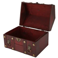 Kistor & Koffertar>Vintage Antik Retro Elegant Träskattkista med Kombinationslås