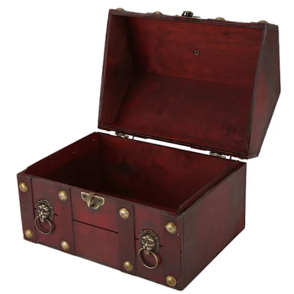 Kistor & Koffertar>Vintage Antik Retro Elegant Träskattkista med Kombinationslås