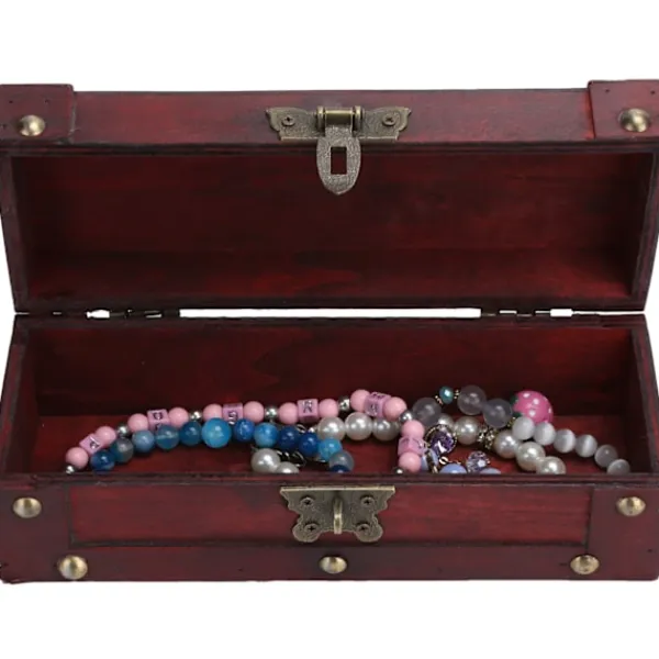 Kistor & Koffertar>Vintage Förvaringslåda Antik Stil Smycken Ornament Organizer Retro Skattkista6702‑DH Röd Viklås