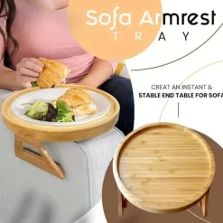Småbord>Vintage soffbord i bambu med armstöd - Vikbart, ingen montering krävs, ingen el behövs, talltopp