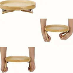 Småbord>Vintage soffbord i bambu med armstöd - Vikbart, ingen montering krävs, ingen el behövs, talltopp