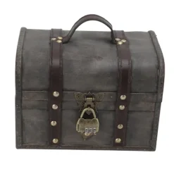 Kistor & Koffertar>Vintage Träförvaringslåda Retro Stil Gammal Grå Träförvaringslåda med Lösenordslås för Skrivbordsdekoration
