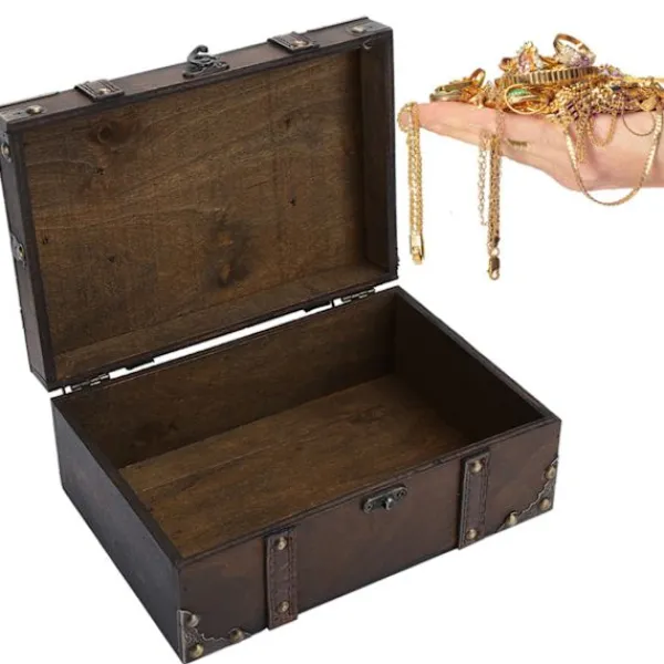 Kistor & Koffertar>Vintage Trälåda Förvaringslåda Dekorativ Skatt Smyckeskrin med Lås Heminredning 6282 2302